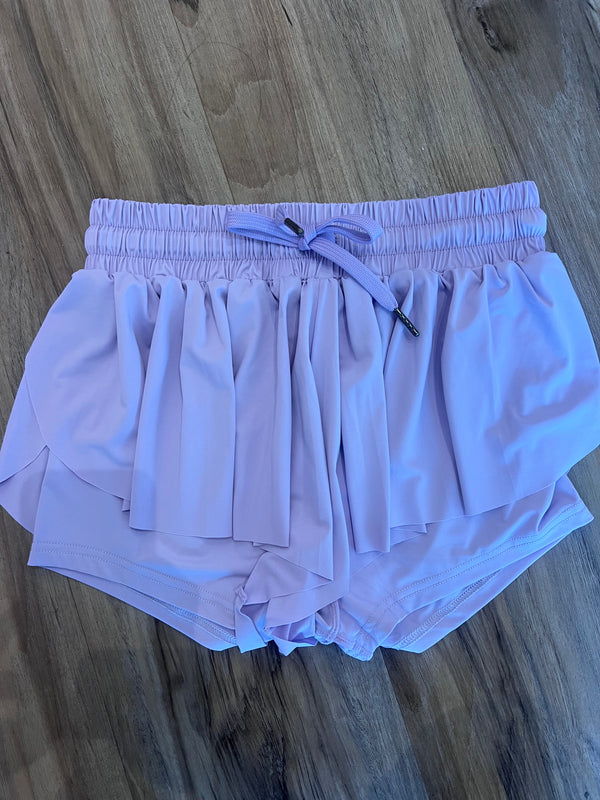 Girls flowy workout shorts lilac