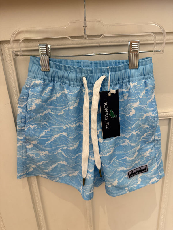 Boys shordees swim trunk-white cap