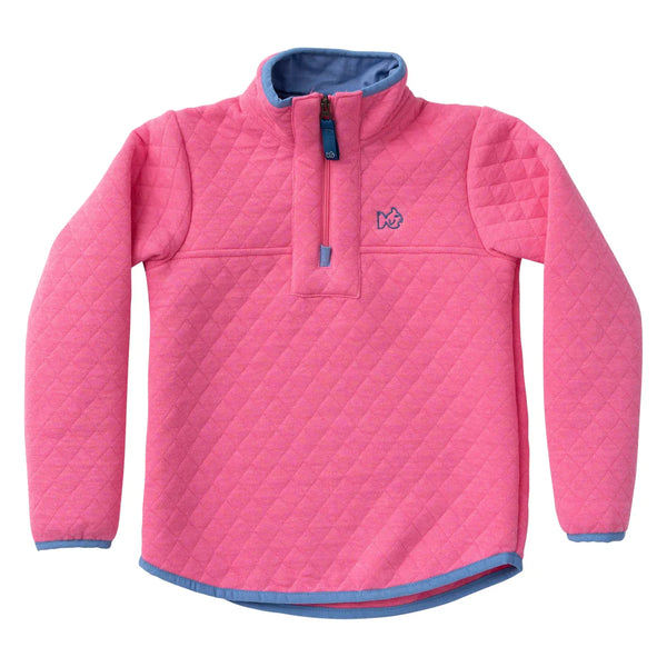 Quilted Zip Pullover-pink