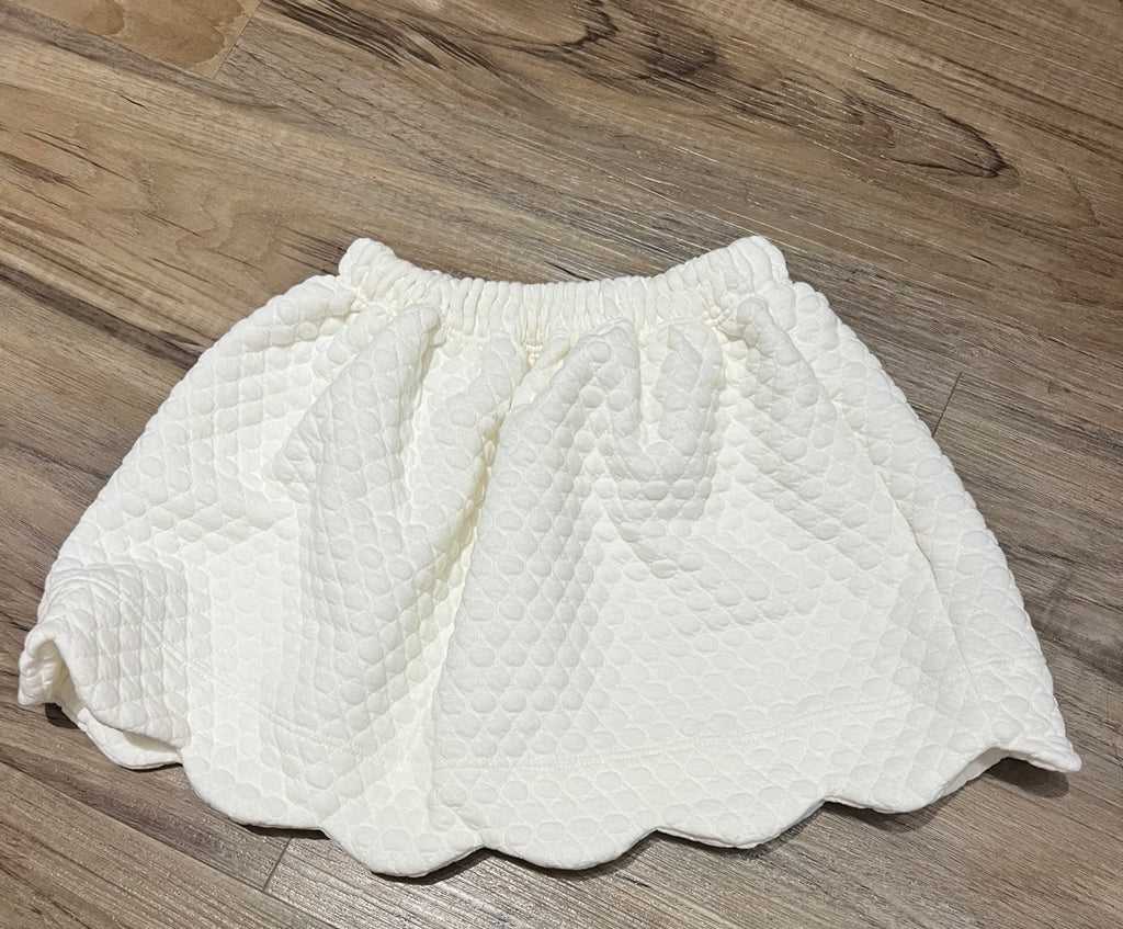 Susie Scallop Quilted Skirt-white