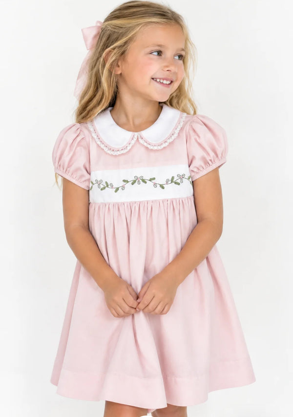 Sue Shaw dress pink velvet/holly