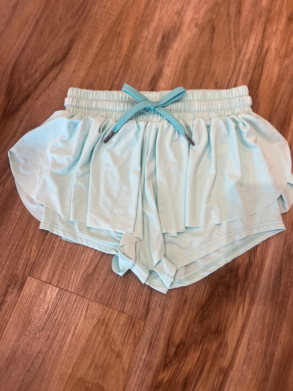 Girls flowy workout shorts aqua