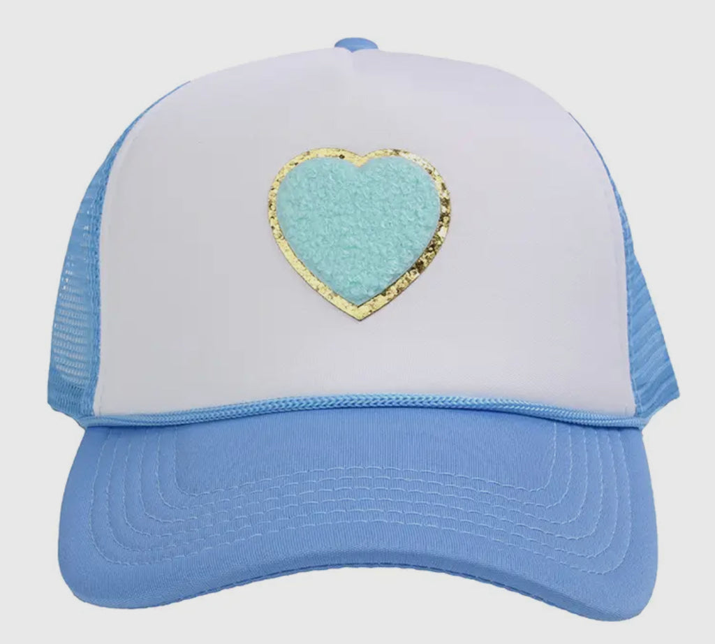 Chenille Heart Trucker Hat(Blue or Pink)
