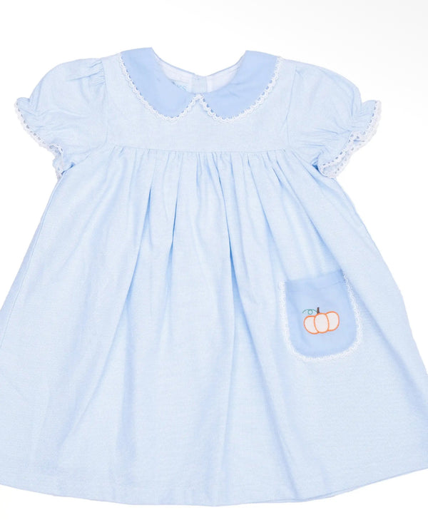 Christina Blue Pumpkin Appliqué Dress