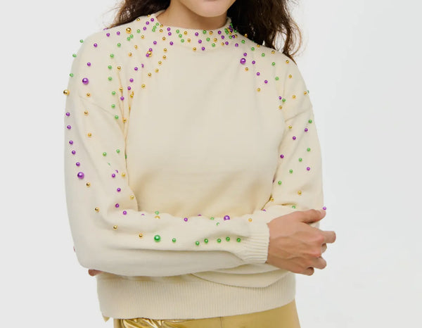 Ladies Mardi Gras Pearl Sweater