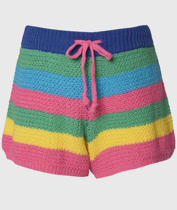 Striped crochet shorts