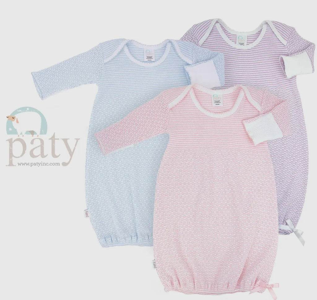 Paty Knit Overlap Gown-Pink w/Pink trim