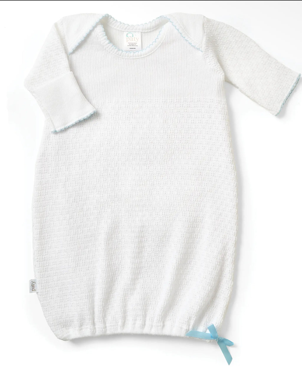 Overlap Gown-White w/blue-no bow