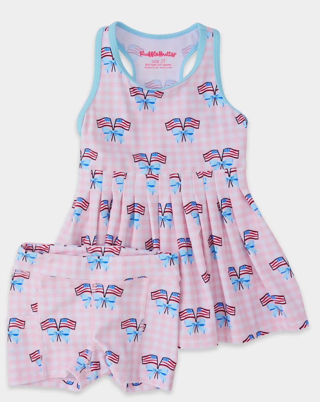 Girls Pink Patriotic Active Dress/Bike Shorts