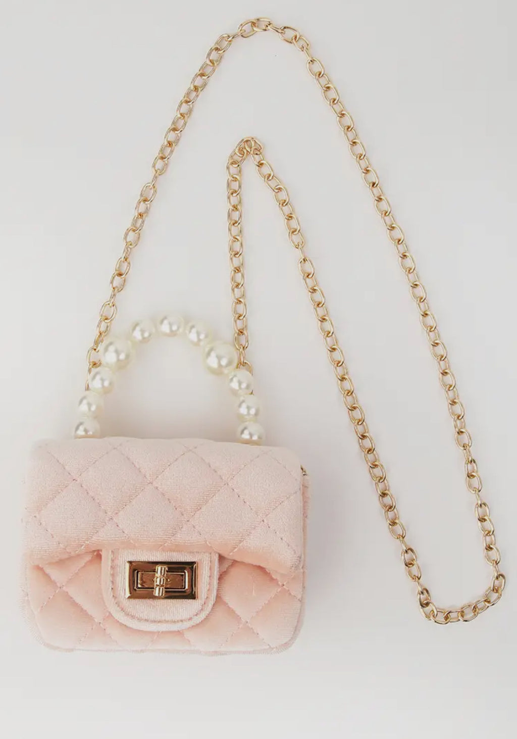 Velvet Purse with Pearl handle-pink