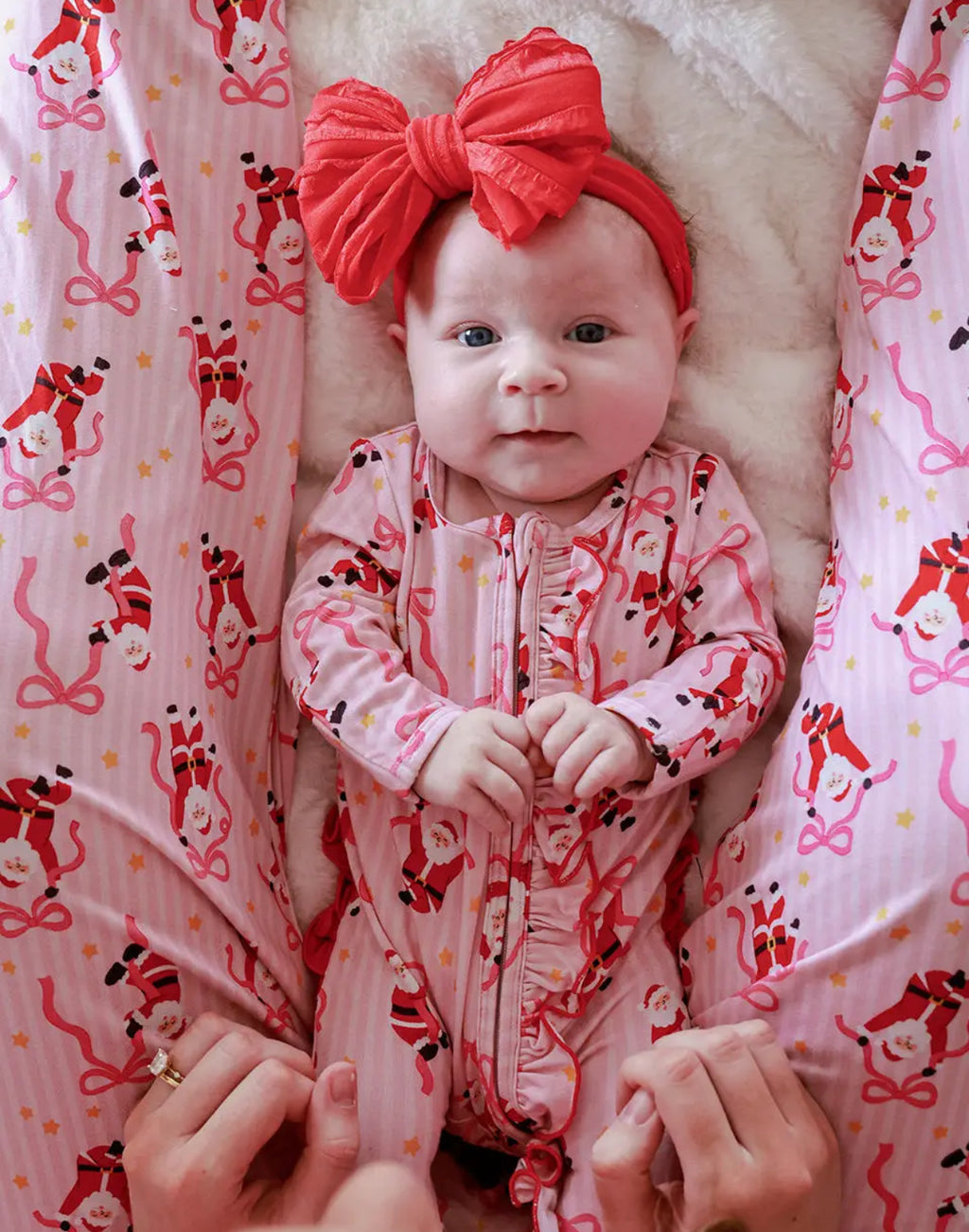 Christmas Ruffle Bamboo Footie-Jolly Bows