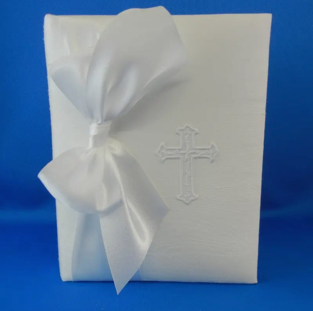Silk Baby Photo Album W/Cross