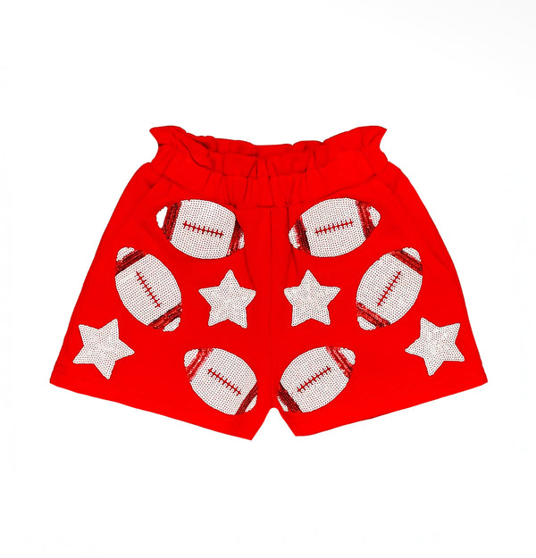 Red Sequin Football Shorts