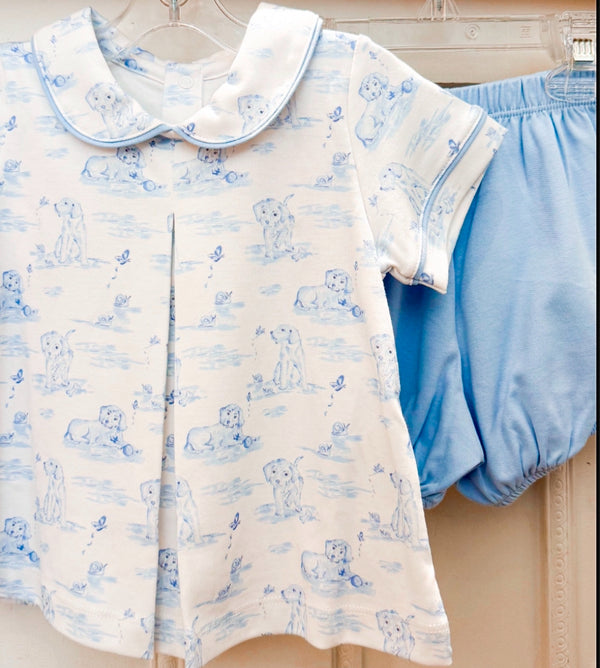 Rory diaper set blue puppy knit