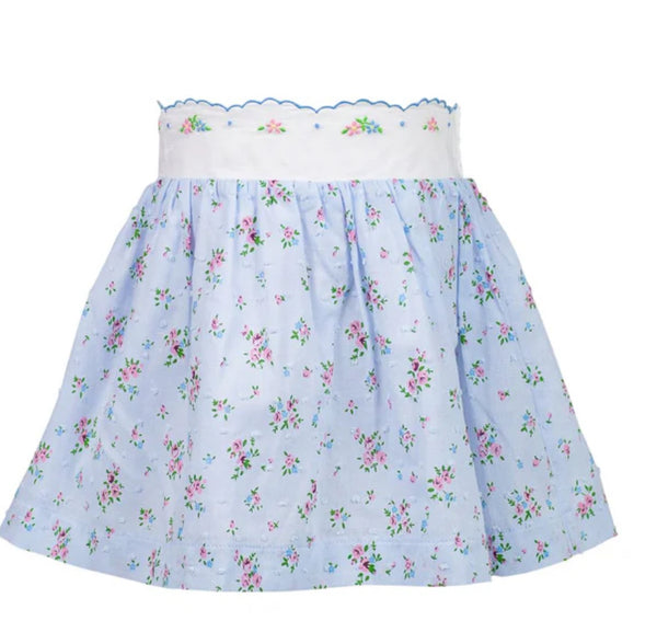 Bea Blue Floral Dotted Swiss Skirt