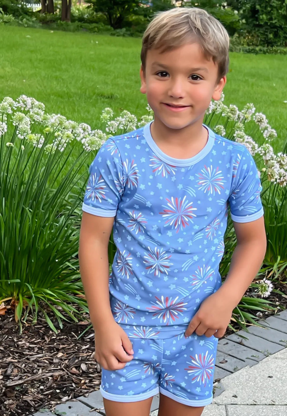 Two piece boys fireworks jammies