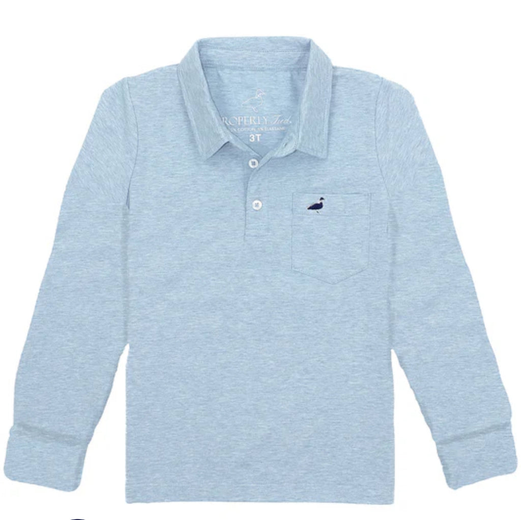 Boys Harrison LS polo moon blue