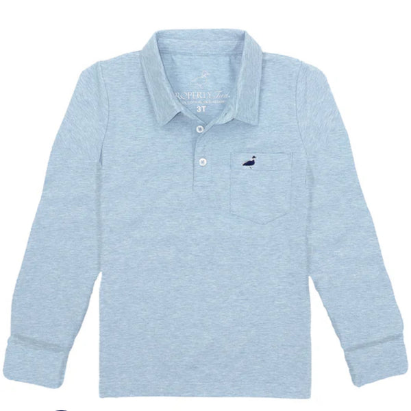 Boys Harrison LS polo moon blue