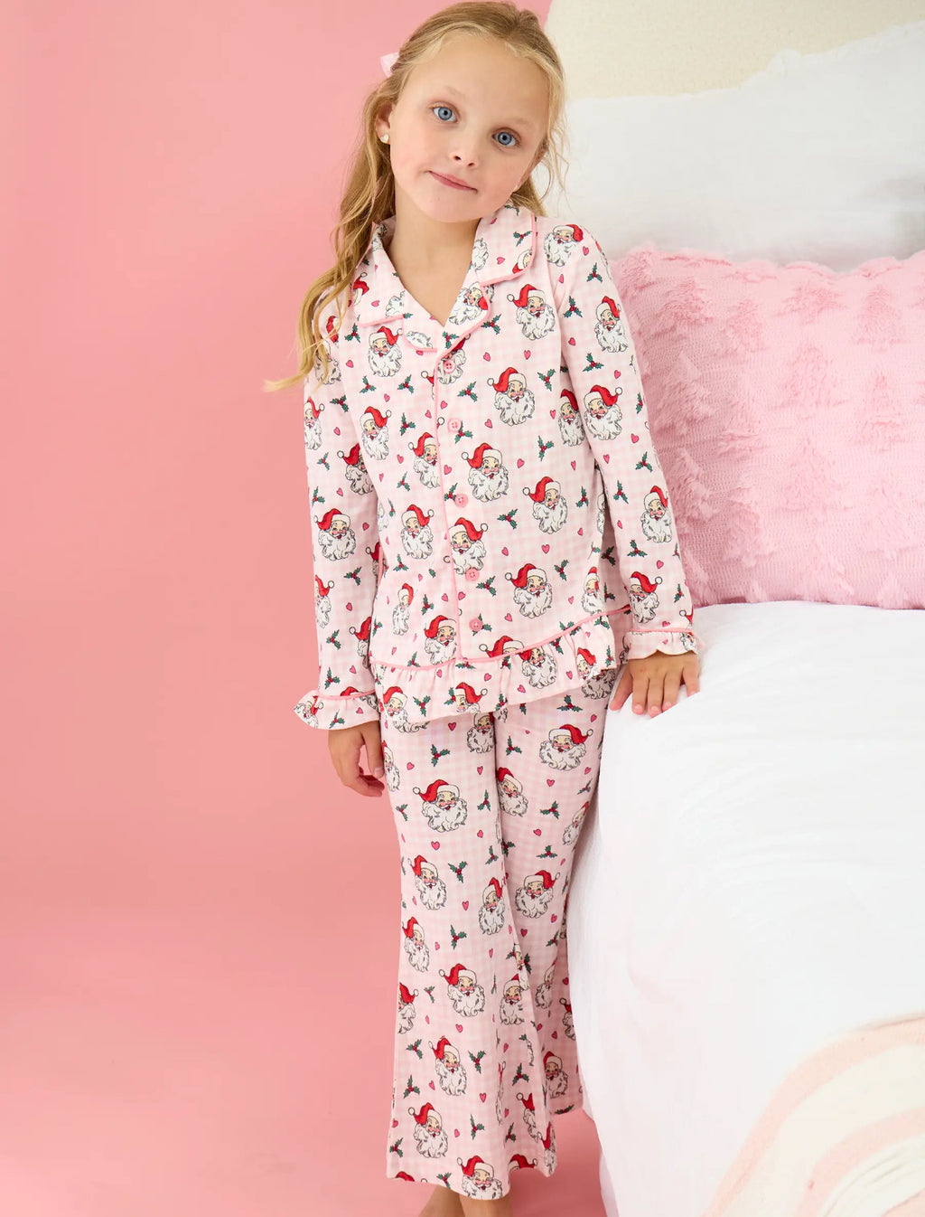 Pink Dear Santa Ruffle Flare Pajama Set