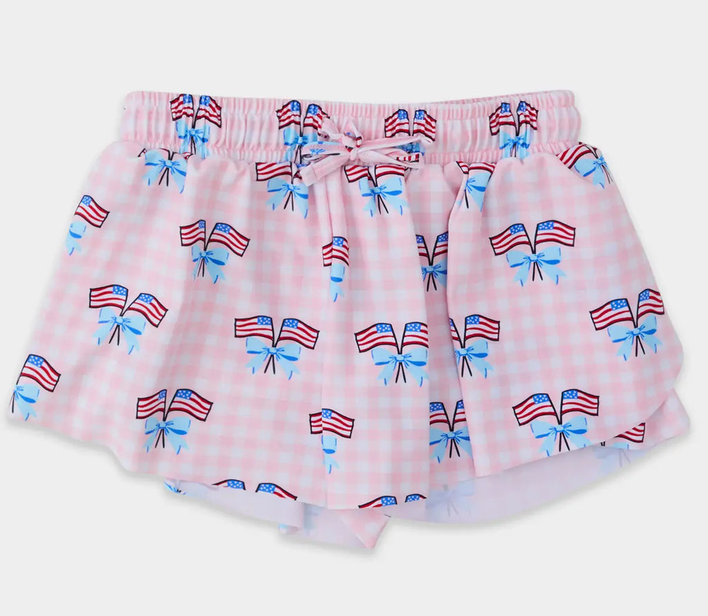 Pink Gingham Patriotic Shorts