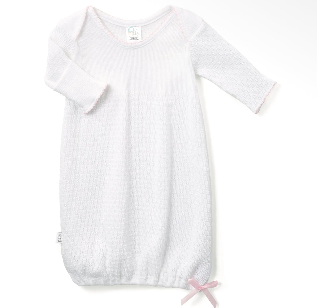 Overlap Gown-White w/pink-no bow