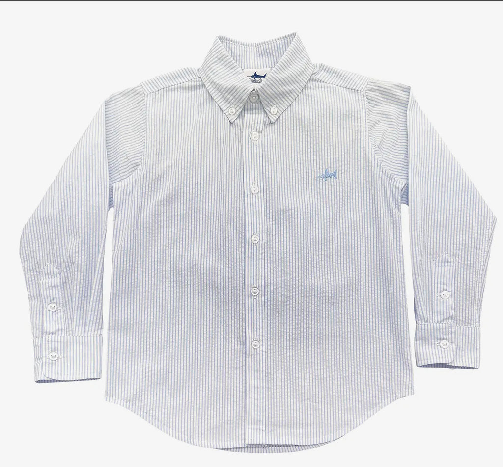 Carter Button Down-Light Blue Seersucker