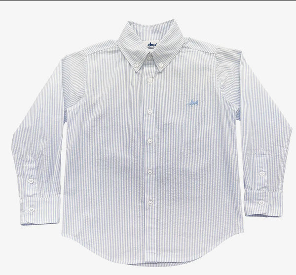 Carter Button Down-Light Blue Seersucker