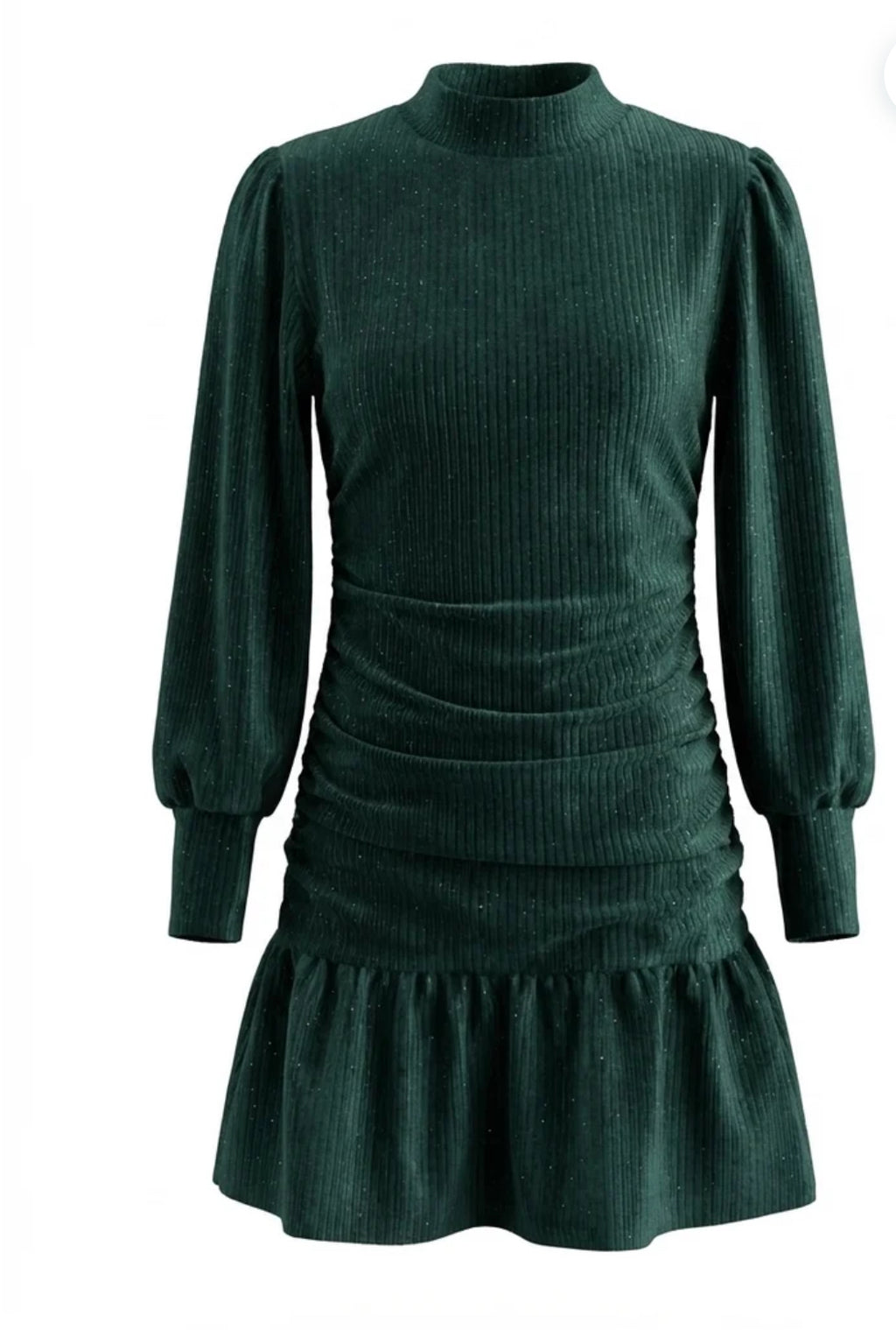 Serena Dress-dark green velour