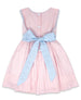 Blissful Band Dress-pink with blue linen band and bow