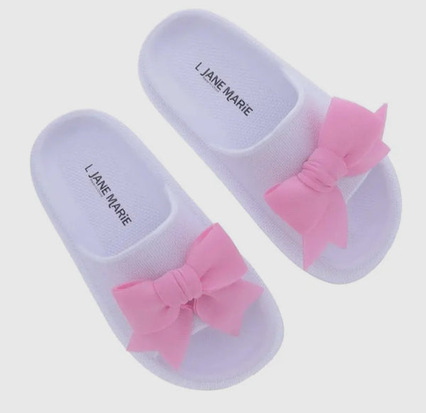 White with Pink Bow Eloise Sandal