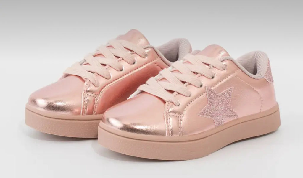 Girls Holographic pink sparkle star sneaker
