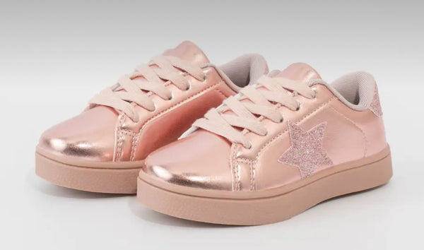 Girls Holographic pink sparkle star sneaker