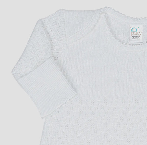 Paty Knit Overlap Gown-White