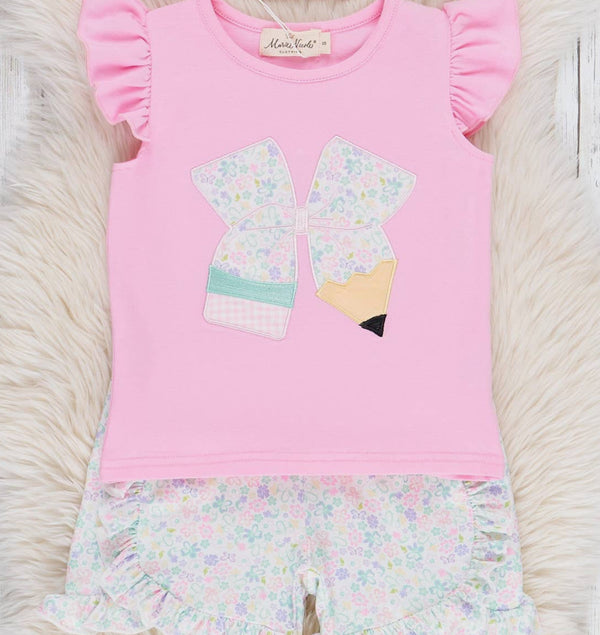 Pencil bow short set girls