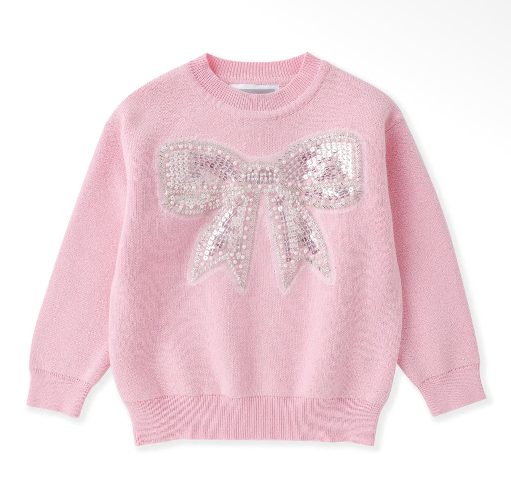 Sparkly Bow Sweater-Pink