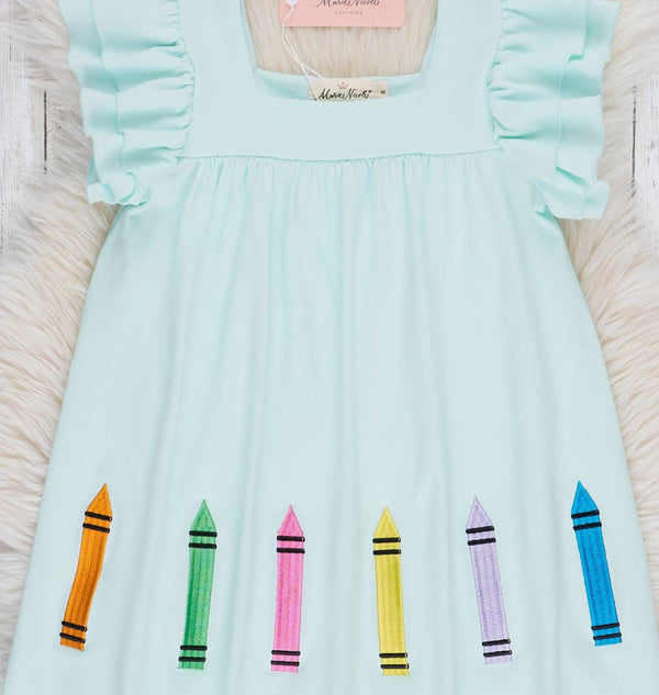 Rainbow crayons ruffle dress