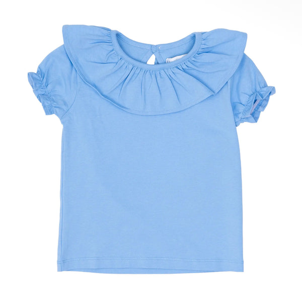 Harrison French Blue Ruffle Top