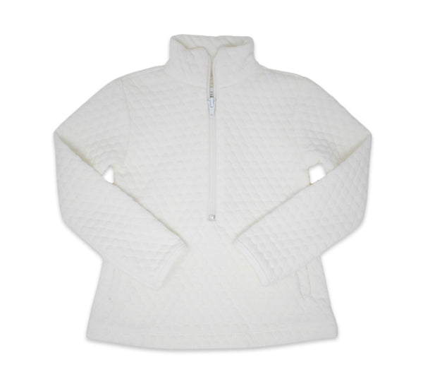 Heather Half Zip Quilted-White