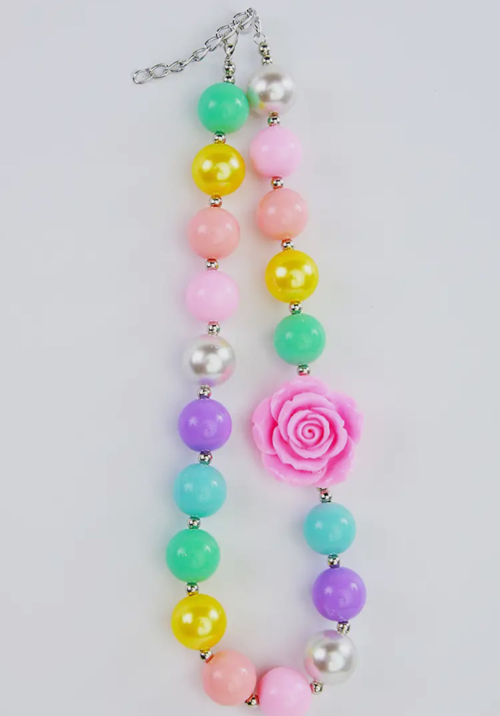 Chunky Beaded Rose Necklace