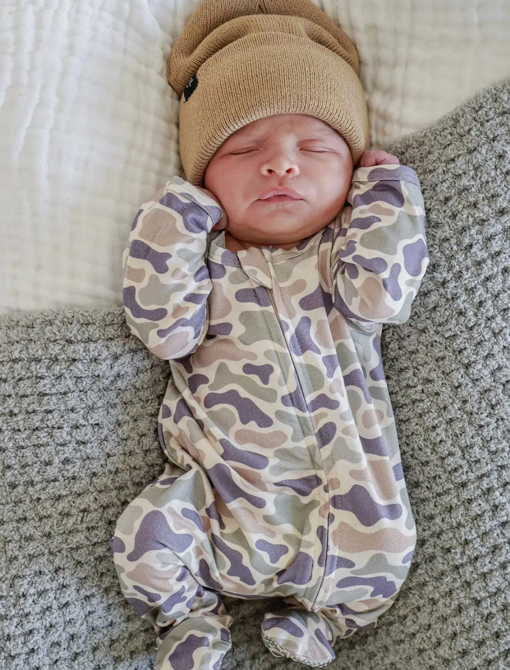 Camo Bamboo Zipper Footie