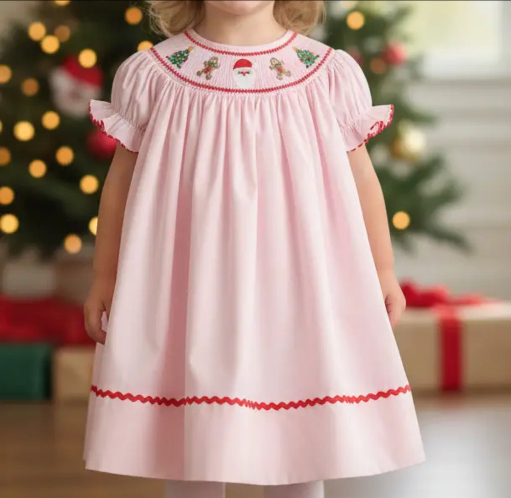 Pink Smocked Christmas Dress