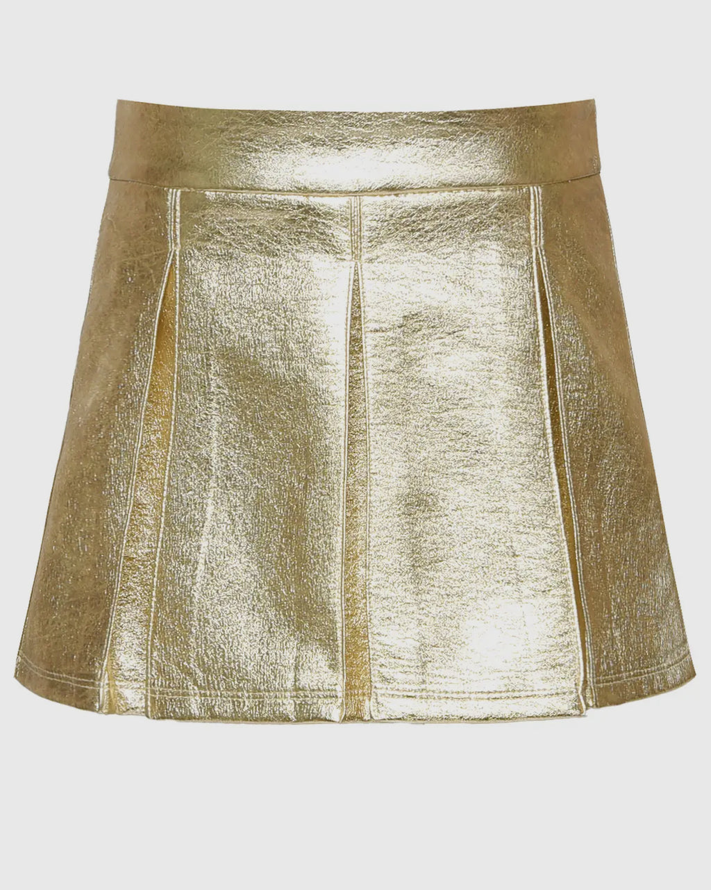 Faux Leather Metallic Skirt-Gold