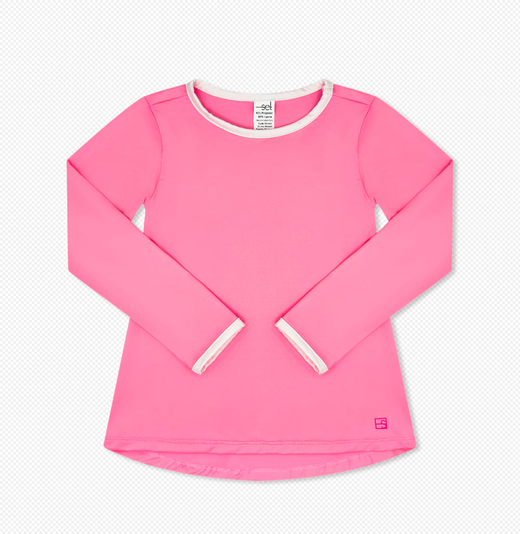 Bridget Basic T Long Sleeve-Flamingo Pink/White