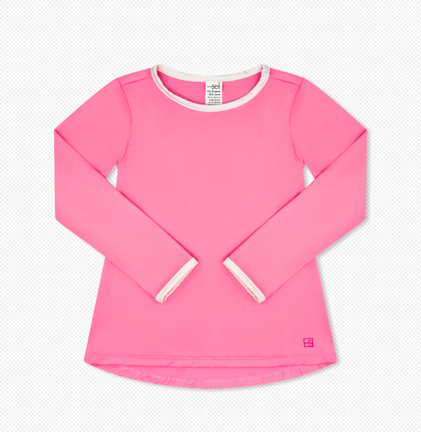 Bridget Basic T Long Sleeve-Flamingo Pink/White