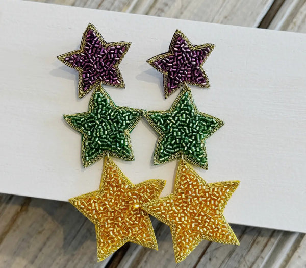 Mardi Gras Star Earrings