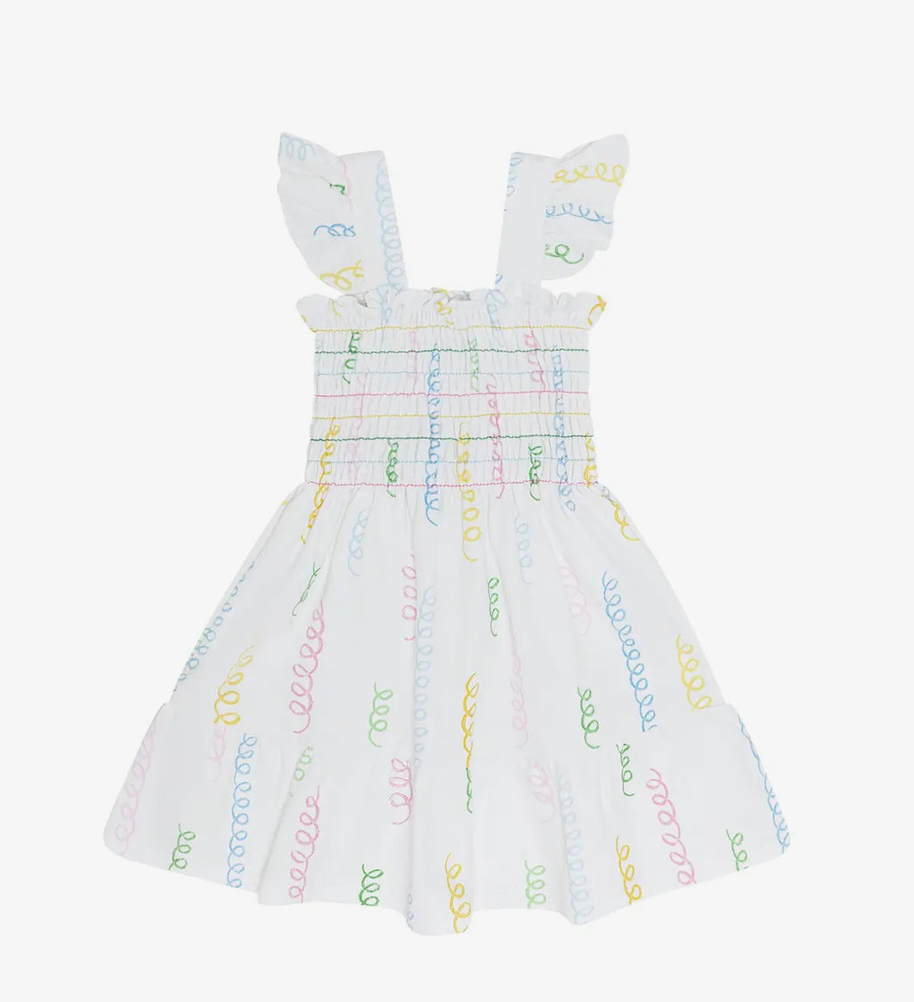 Spirals print smocked dress