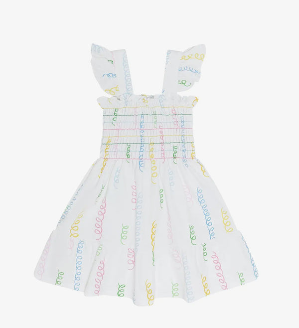 Spirals print smocked dress