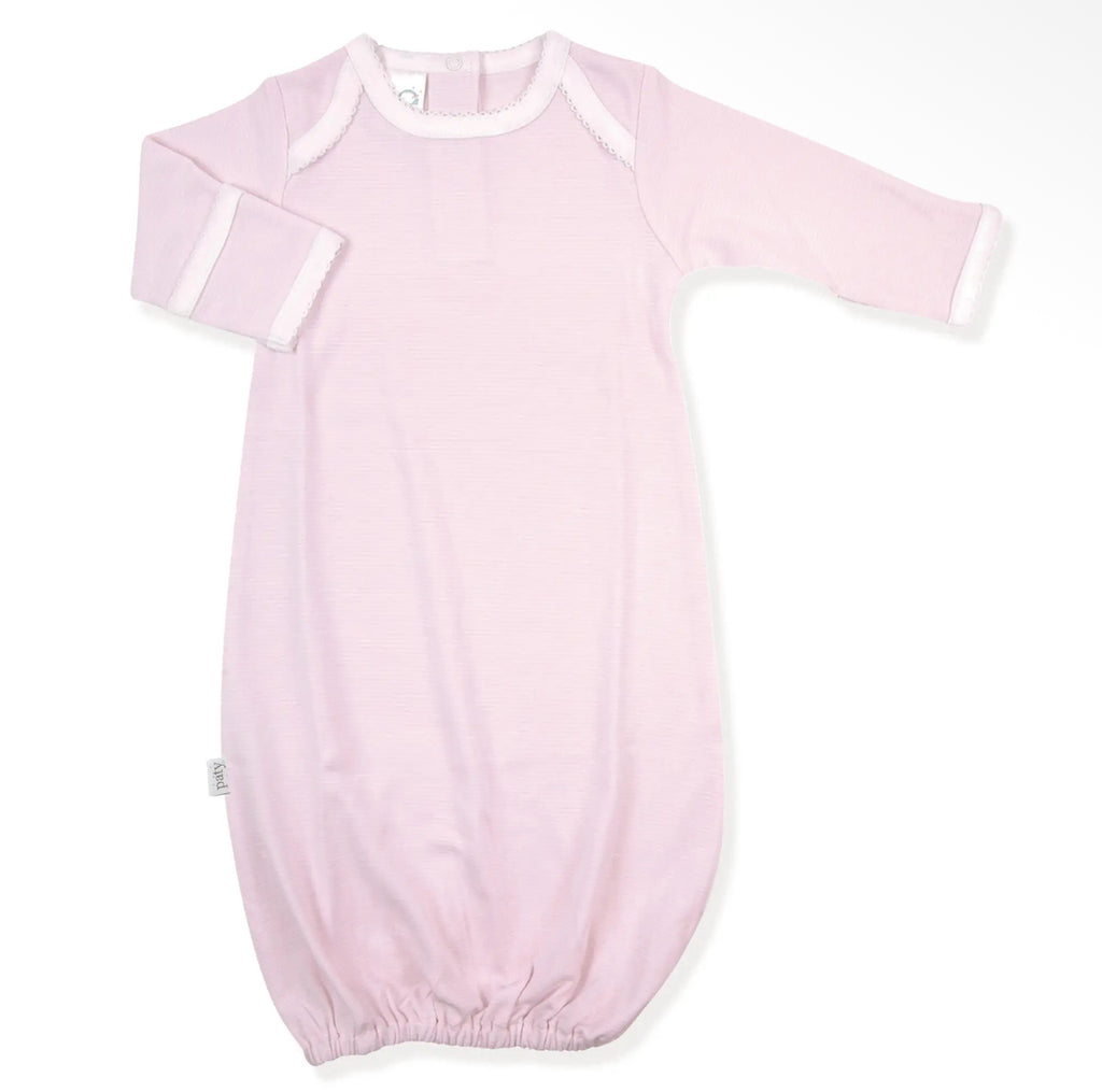 Pima cotton overlap gown-pink  stripe