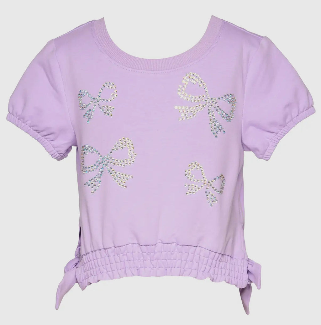Lavender Rhinestone Bow Top