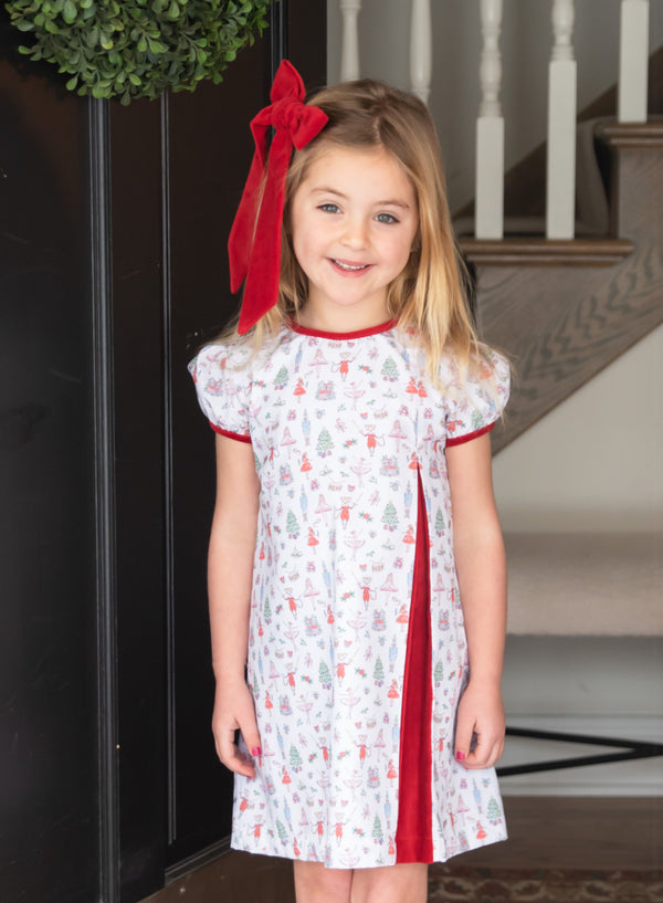 Rosie Pleat Dress-Nutcracker